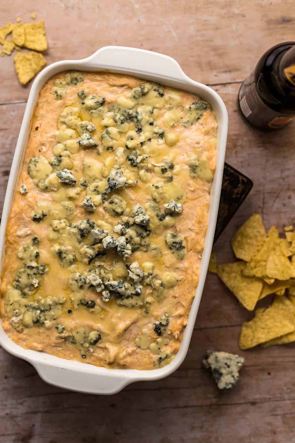 Baked Beer Cheese Buffalo Chicken Dip