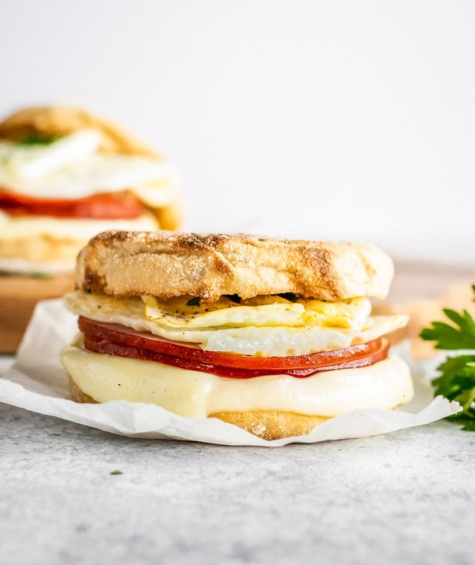 Image of copycat McDonald's Egg White Delight breakfast sandwich.