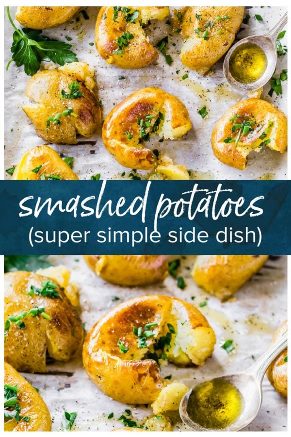 This Smashed Potatoes Recipe is a fun little side dish. They're nice and soft with just a little bit of crispy coating from the skin. I love using baby potatoes for these smash potatoes because they're the perfect size. Smashed Baby Potatoes are like a mix between fries and mini baked potatoes...or somewhere in between! They are just so tasty!