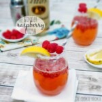 ginger raspberry crush garnished with lemon and raspberry