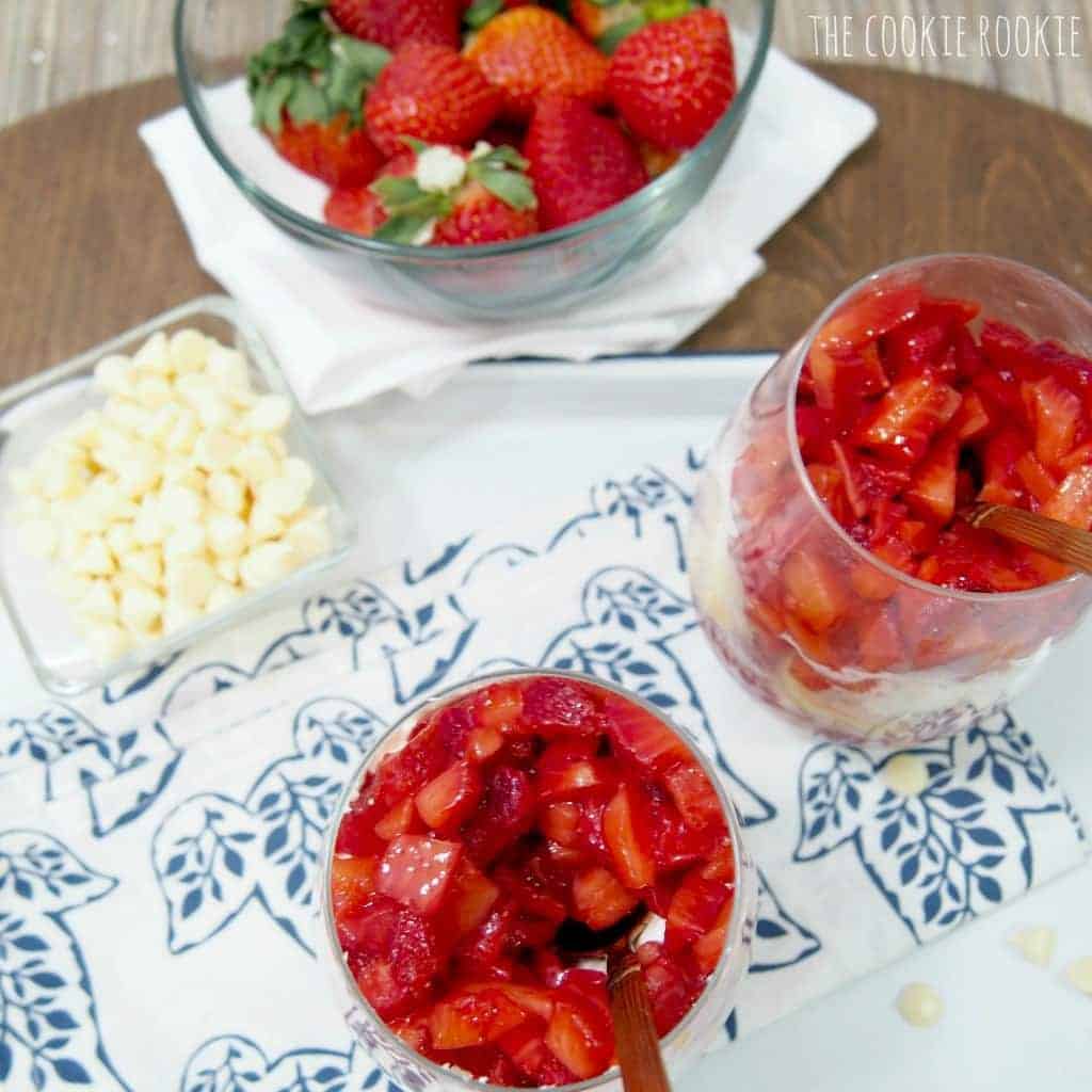 Overhead view of several Strawberry Shortcake Cups.