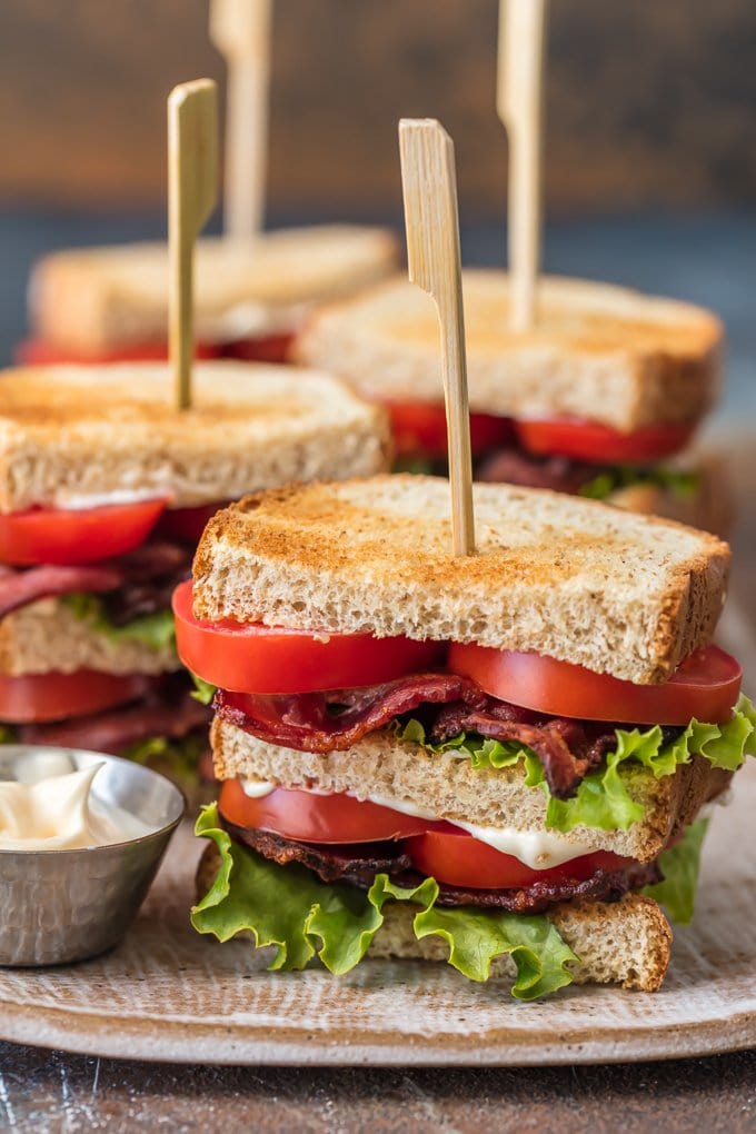 several blt sliders on a plate