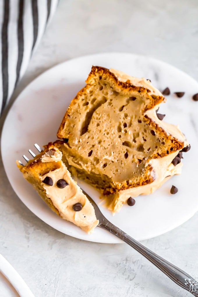 fork with a slice of bundt cake