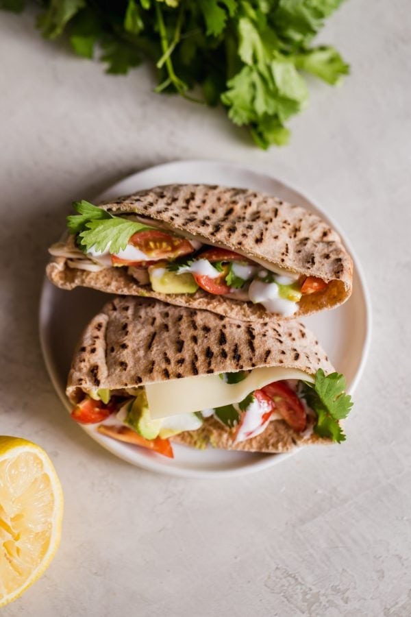Healthy Chicken Pitas {Chicken Avocado Sandwich}