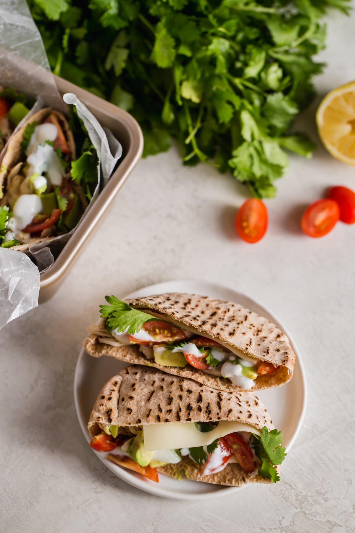 chicken pita pockets on a plate