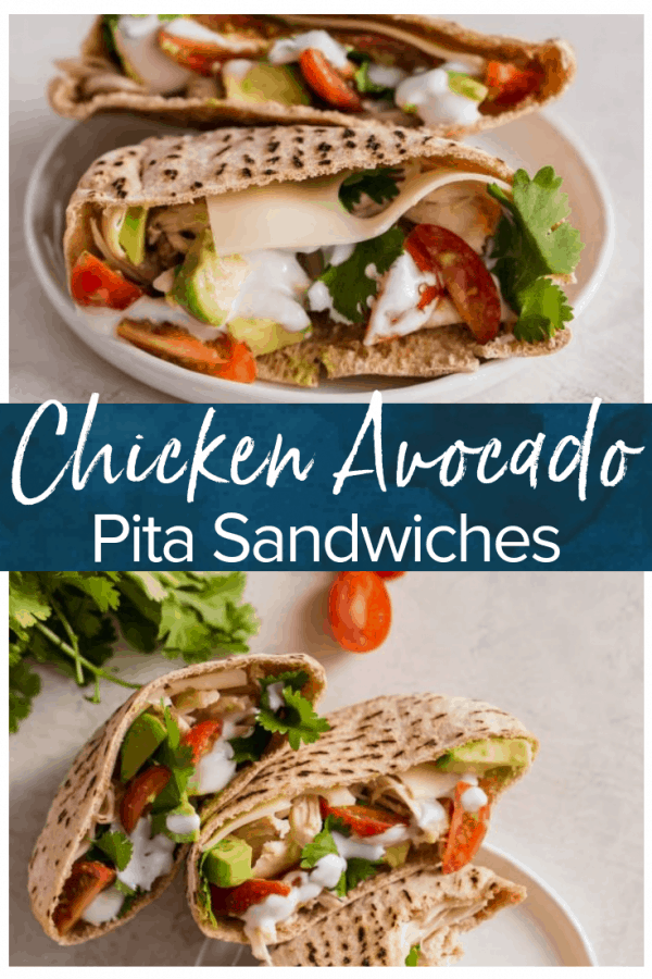 Chicken Pita Sandwiches are a healthy and delicious lunch option. This Chicken Avocado Sandwich is perfect for work days. Easy to make and so much flavor! These Chicken Avocado Pita Pockets prove that healthy lunches don't have to taste boring.