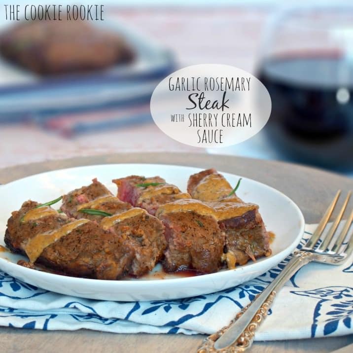 garlic rosemary steak with sherry cream sauce