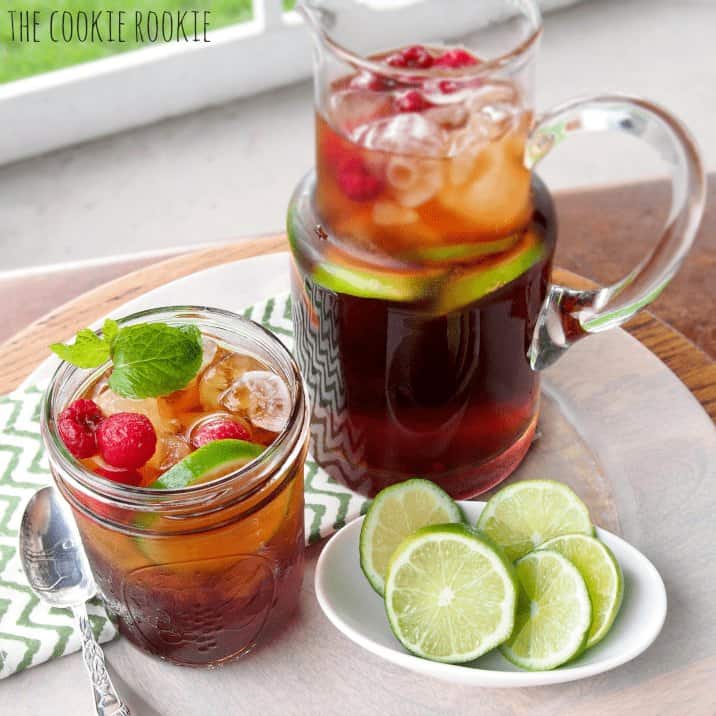 pitcher of raspberry iced tea