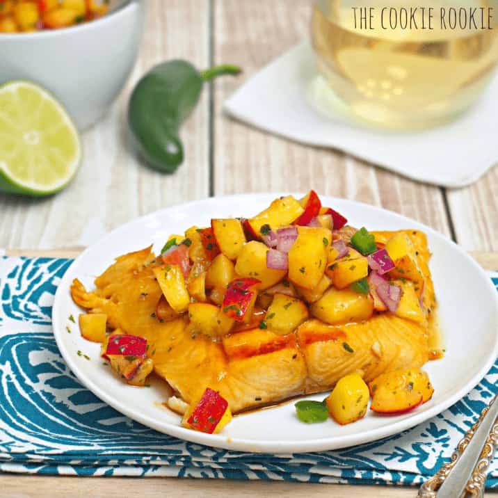 Sweet Glazed Salmon with Peach Salsa The Cookie Rookie
