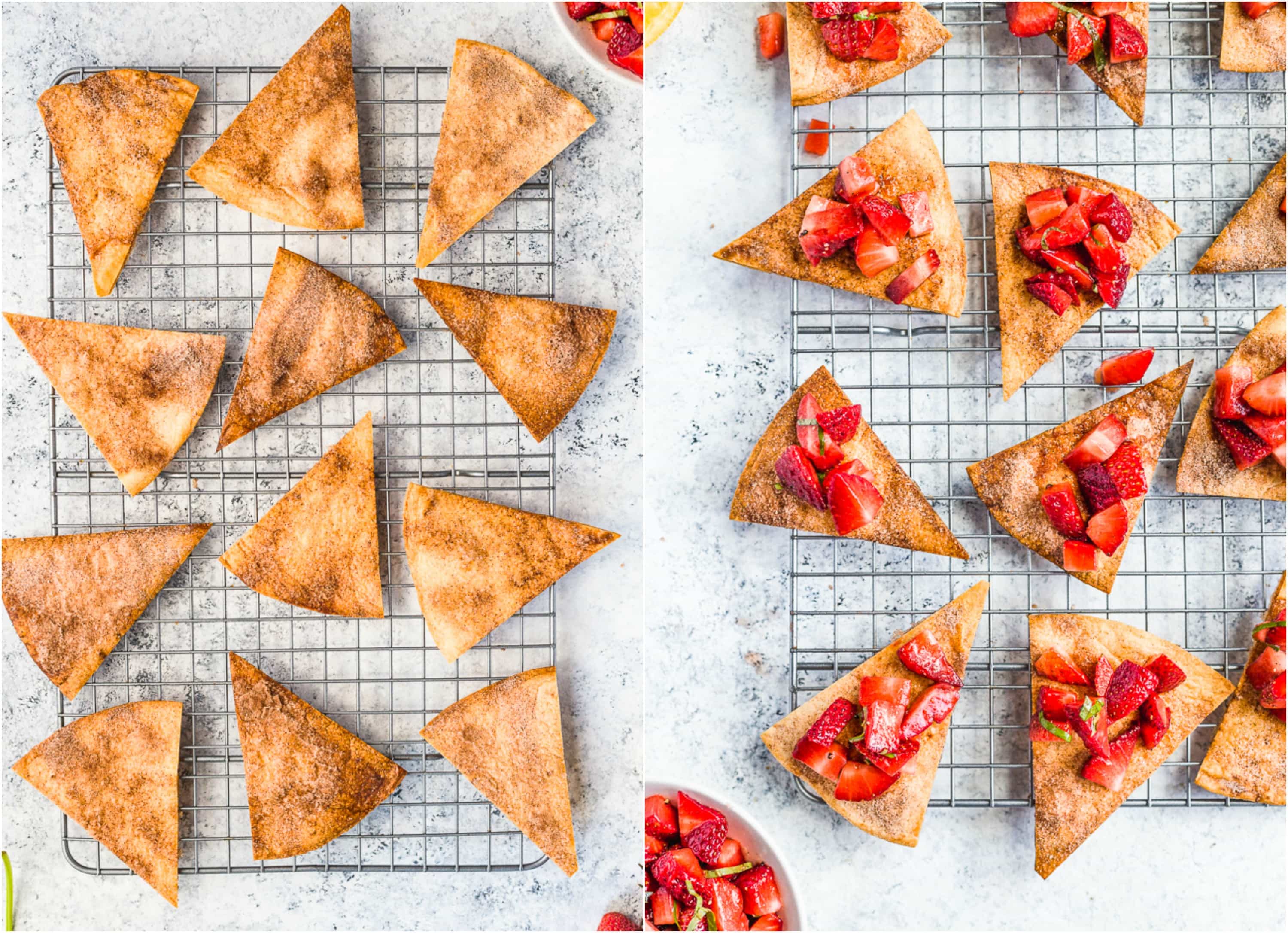 STRAWBERRY BASIL SALSA WITH CINNAMON SUGAR CHIPS is such a fun BBQ treat, perfect for any party! Healthy and so delicious.