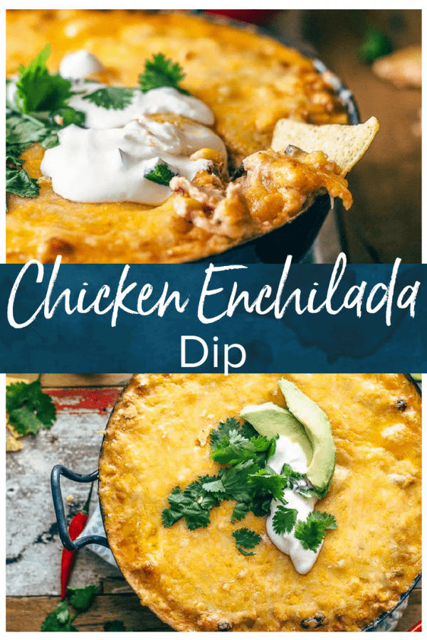 Chicken Enchilada Dip is one of the cheesiest and most delicious dips I've ever made. This easy Tex Mex dip recipe is filled with chicken, cream cheese, corn, beans, tomatoes, and enchilada sauce. It's sure to be an instant favorite on game day, or at any get-together!
