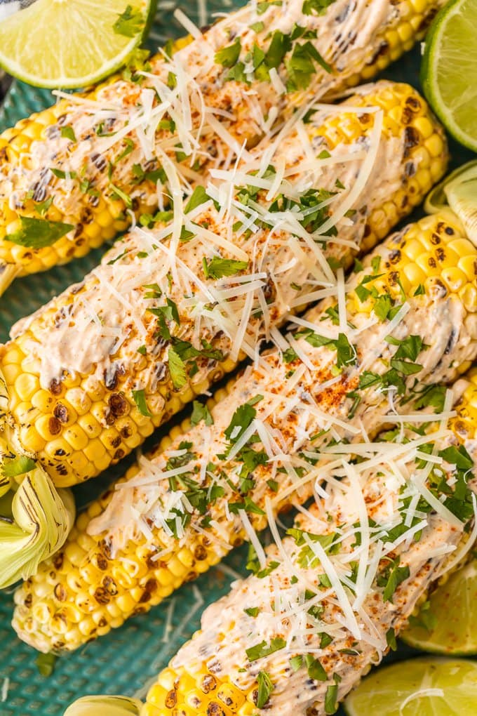 Mexican Corn on the Cob is the perfect Summer side dish! We love to make this Mexican Grilled Corn and serve it all Summer long. This Mexican Corn on the Cob is so easy, unique, flavorful and delicious! We have made our recipe for Mexican Corn healthy, simple, and perfect for every occasion.