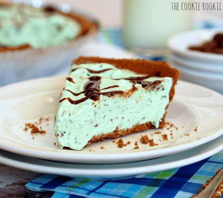 Side view of one slice of the ice cream pie.