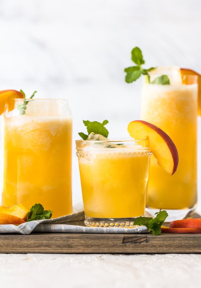 Peach Lemonade in various sized cups