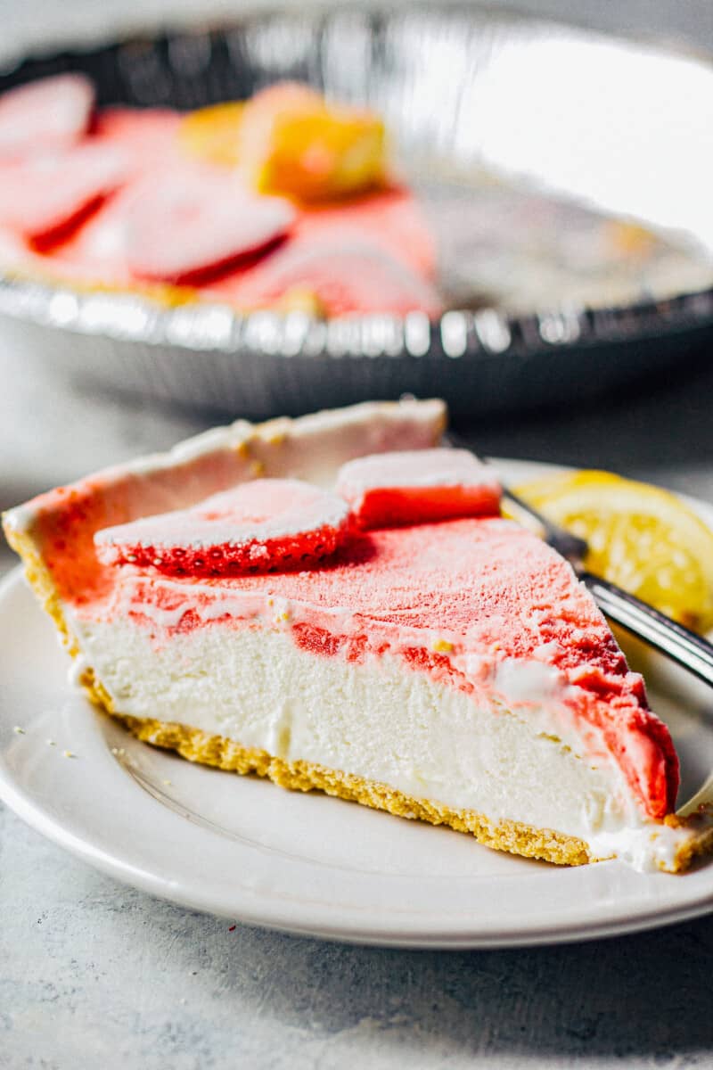 slice of strawberry lemonade pie