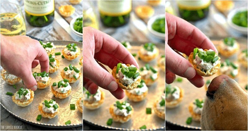 hand picking up appetizer