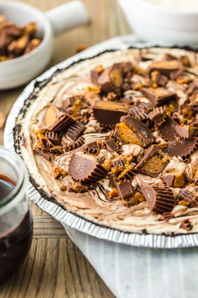 Peanut Butter Ice Cream Pie on a table