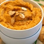 Sweet Pumpkin Hummus, like a healthy version of pumpkin pie! Pumpkin Spice season is the best time on earth!!! This is my favorite appetizer for autumn :)