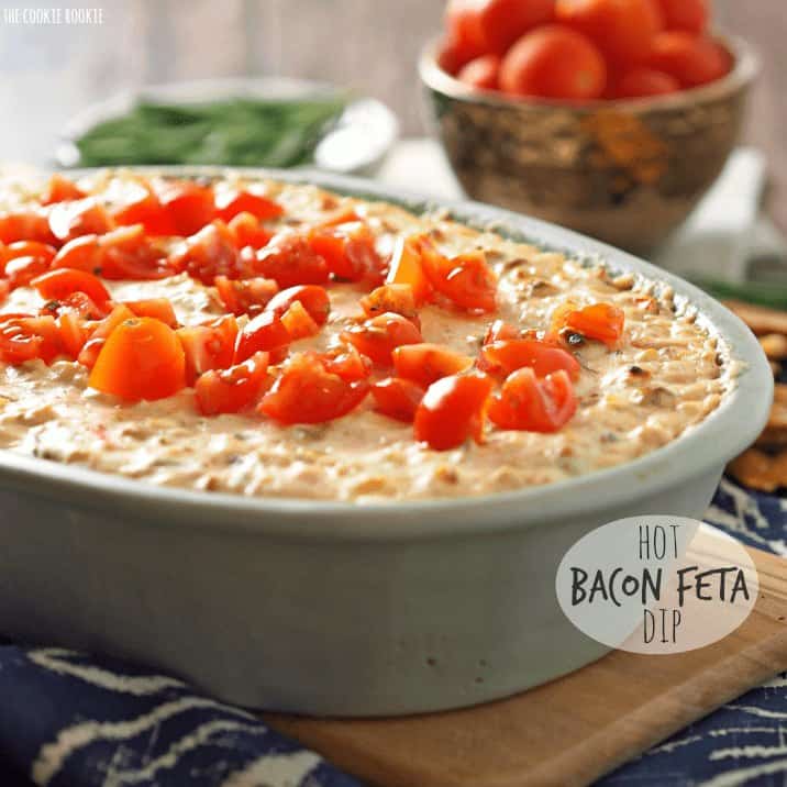 Hot Bacon Feta Dip! This is my favorite easy gameday appetizer. YUM!