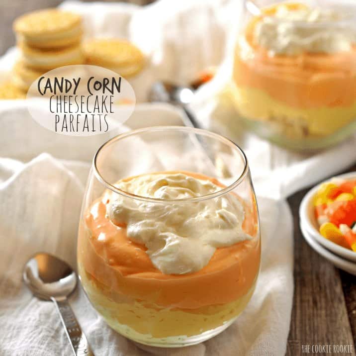 no bake candy corn cheesecake parfaits