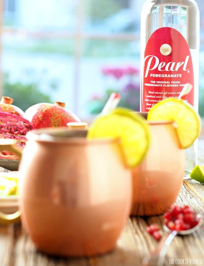 Two Pomegranate Moscow Mules