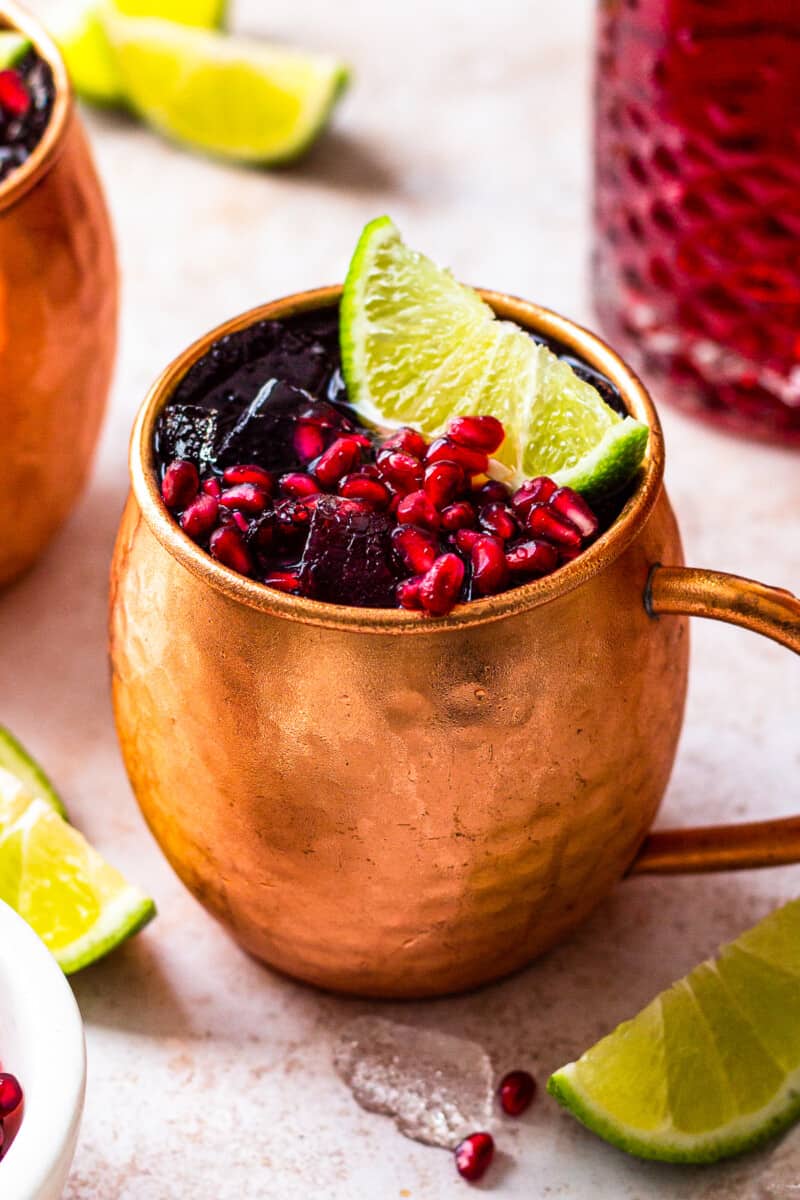 up close pomegranate moscow mule