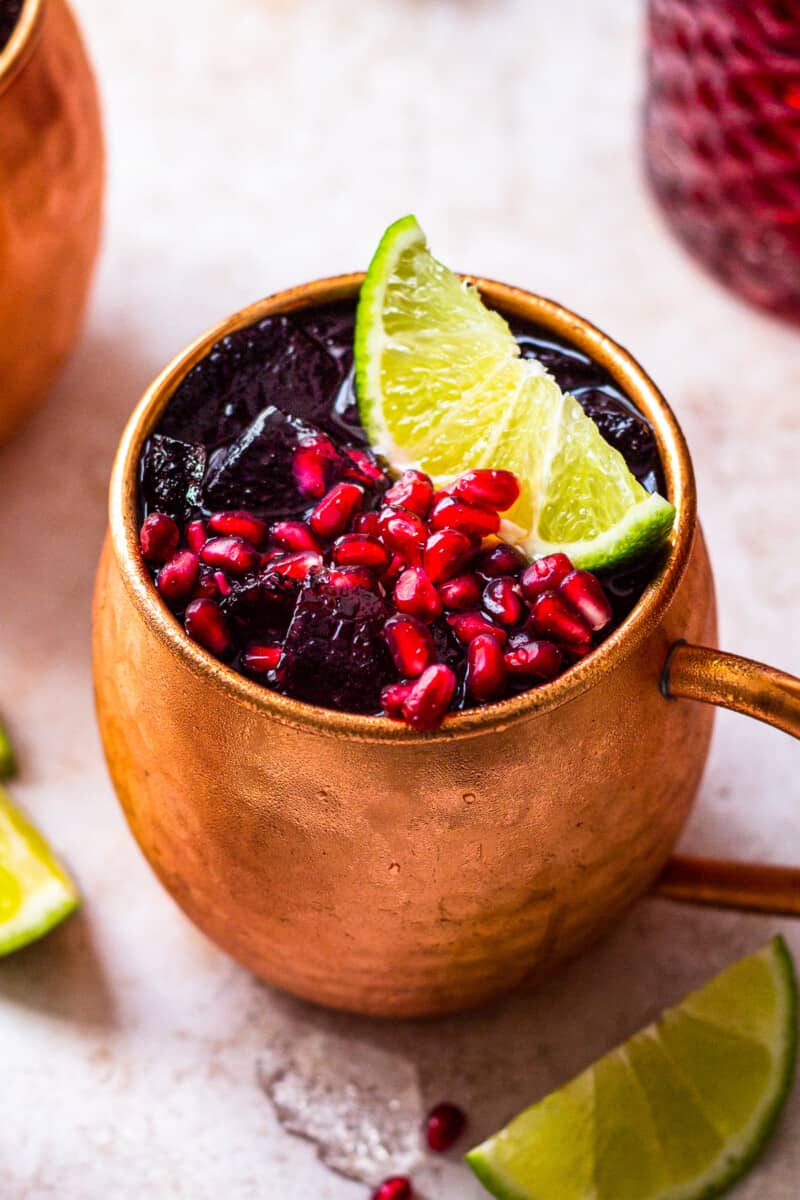 up close pomegranate moscow mule