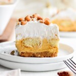 Pumpkin Pie Dessert Lasagna is a fun twist on a Thanksgiving classic! This sweet pumpkin lasagna recipe is made up of layers of pumpkin pie, whipped cream, and lady fingers. Utterly delicious! Add this easy Thanksgiving dessert recipe to your holiday table.