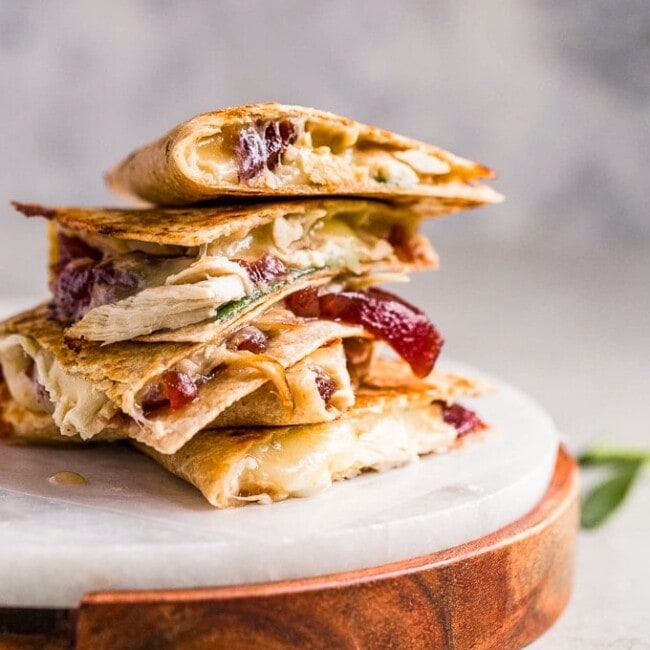 thanksgiving leftover quesadillas stacked