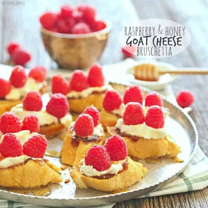 raspberry and honey goat cheese bruschetta