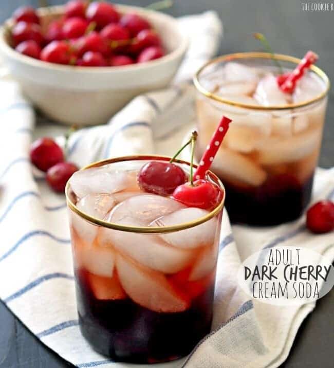 Adult Dark Cherry Cream Soda! Fun and flirty cocktail made with Dark Cherry Juice, Cream Soda, and Vodka! YUM! | The Cookie Rookie