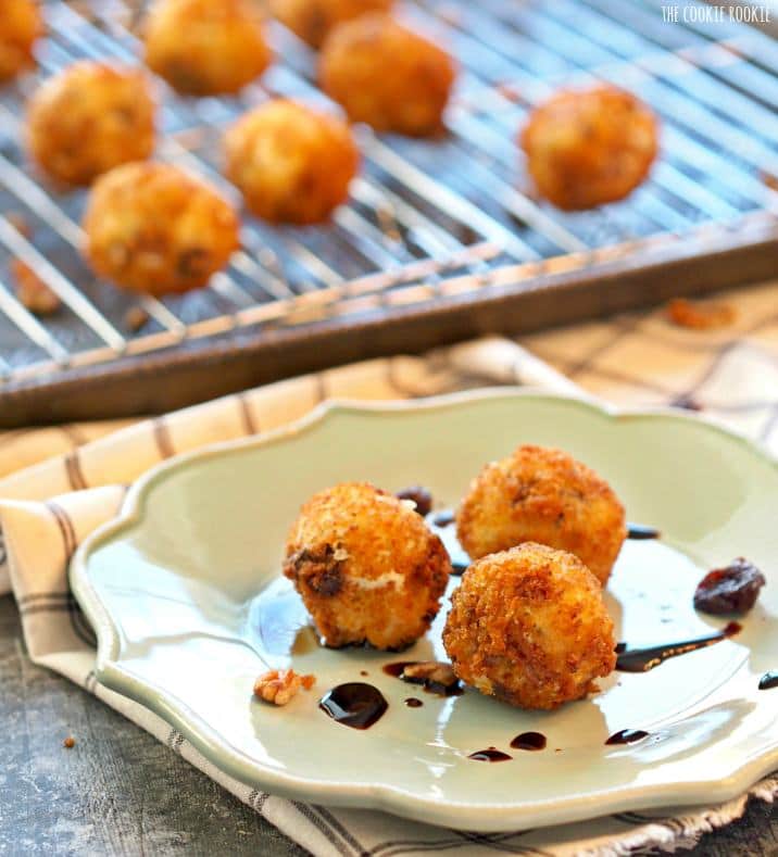 Cherry Pecan Fried Goat Cheese Poppers