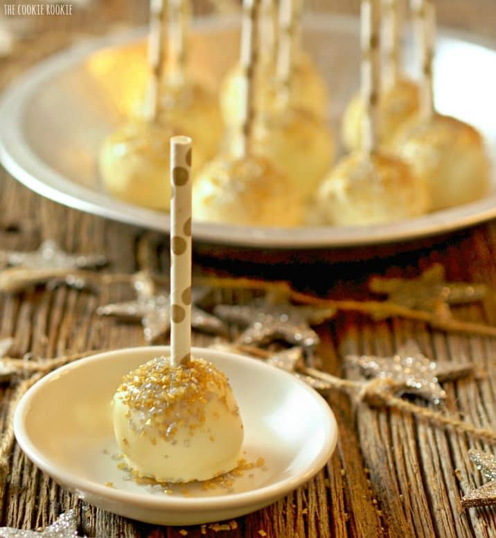 close up of gold glitter on cake pop