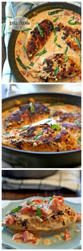 ONE POT Skillet Basil Cream Chicken, perfect comfort food! | The Cookie Rookie