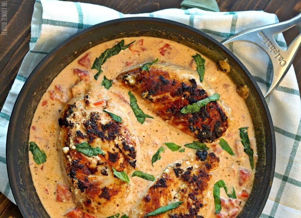 Skillet Basil Cream Chicken, finished