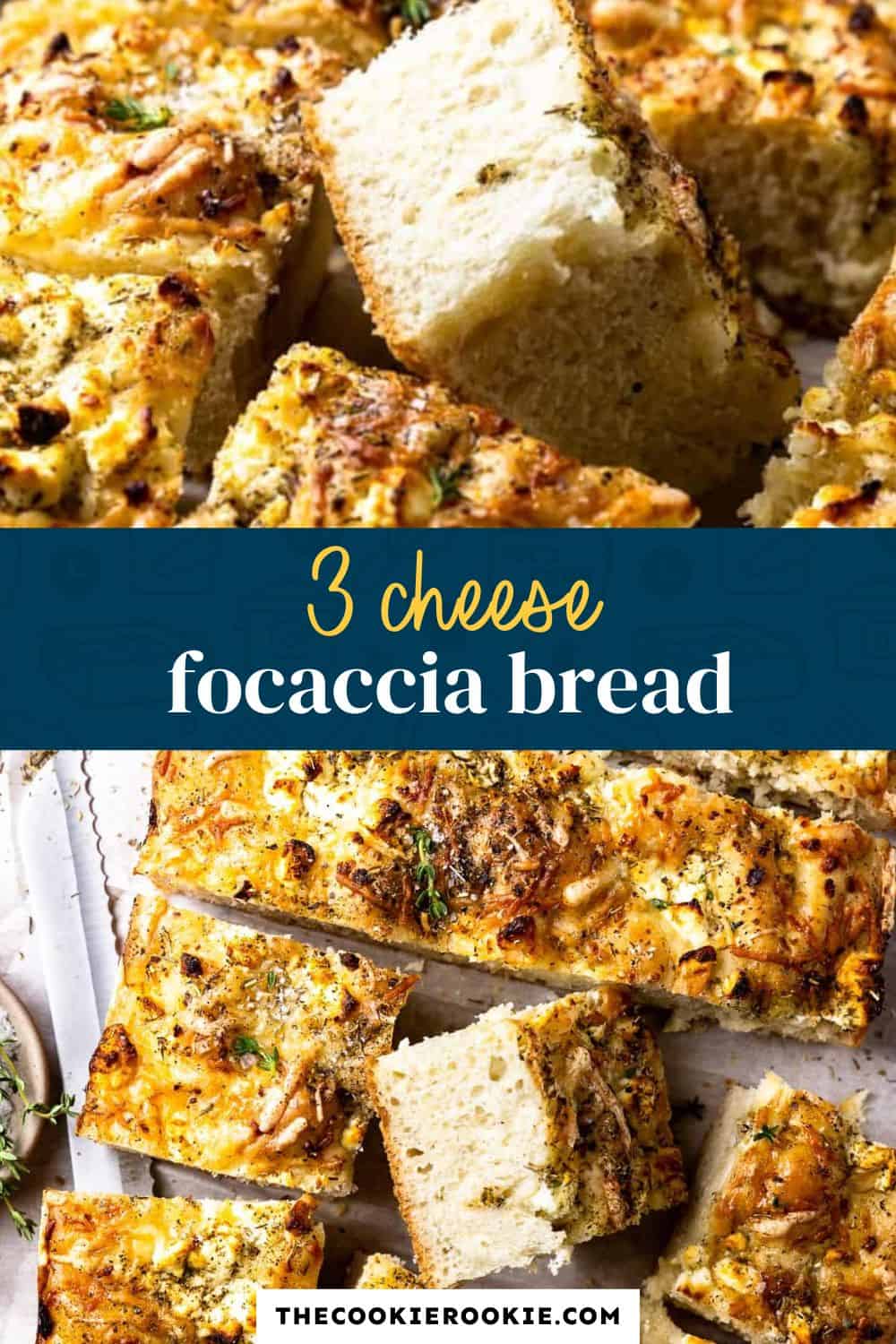 3 Cheese Focaccia Bread pin image