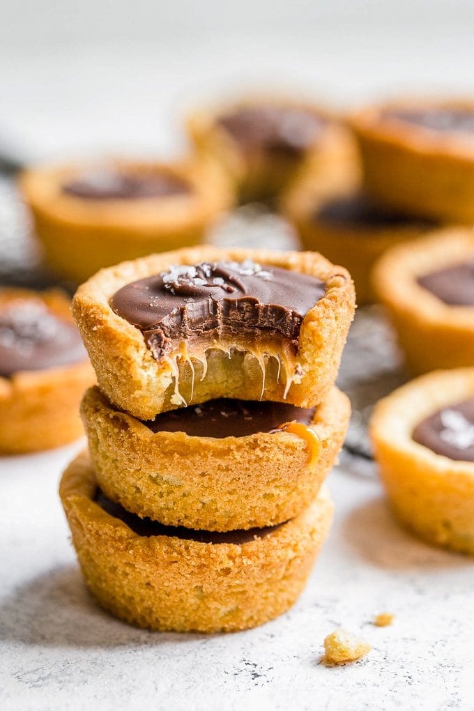 stack of twix cookie cups on a table