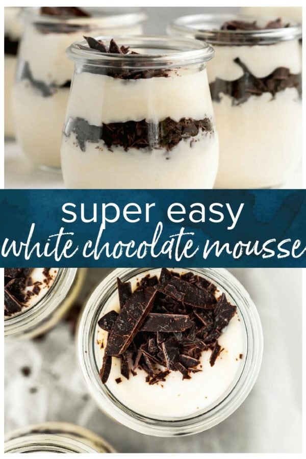 This White Chocolate Mousse Recipe is so easy, anyone can master it! There's nothing better than SUPER Easy White Chocolate Mousse with only TWO ingredients! This is one of our favorite Easy Christmas recipes, but it's delicious year round as well. This Easy Chocolate Mousse Recipe has layers of white chocolate mousse and mini chocolate chips make a great individual dessert anyone would love. What are you waiting for? 