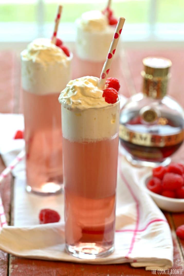 adult raspberry italian cream sodas on a table