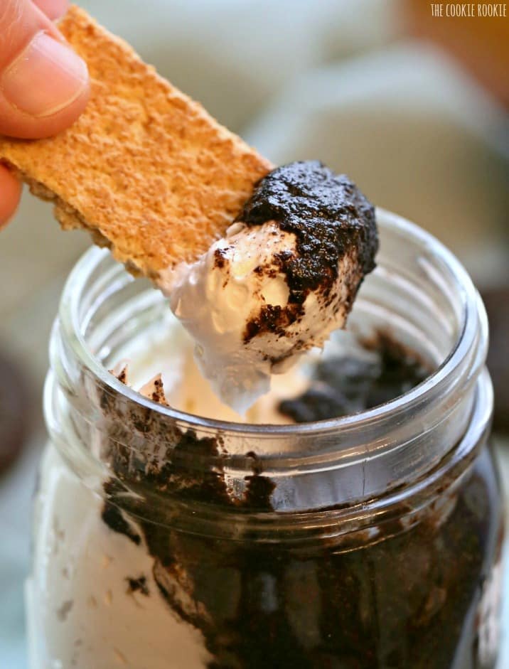graham cracker with cookies and cream cookie butter on it