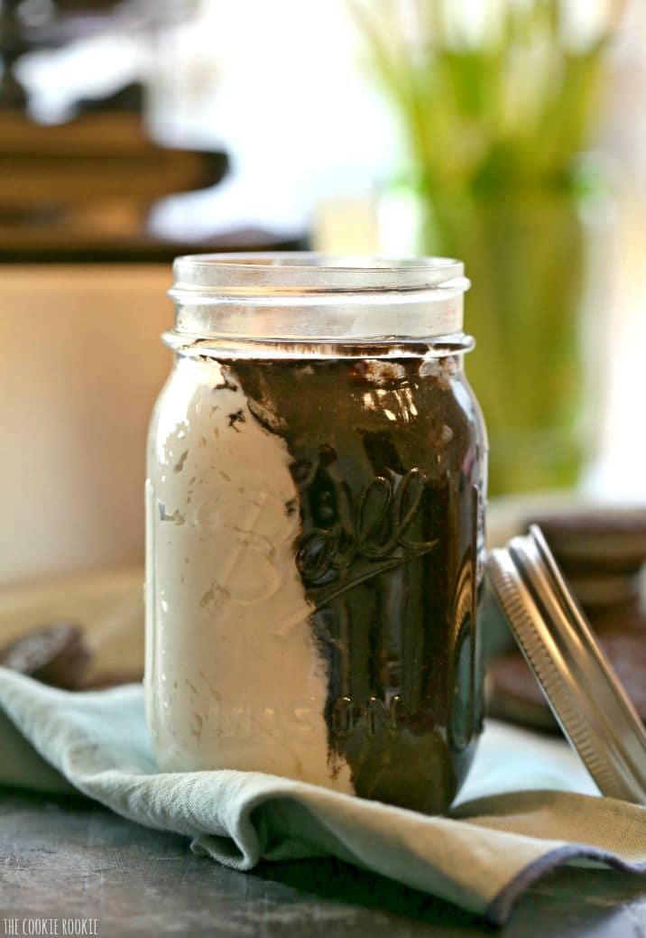 Copycat Trader Joe's Cookies and Cream Cookie Butter in a mason jar