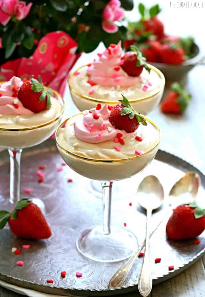 easy no bake cheesecake cups on a silver tray