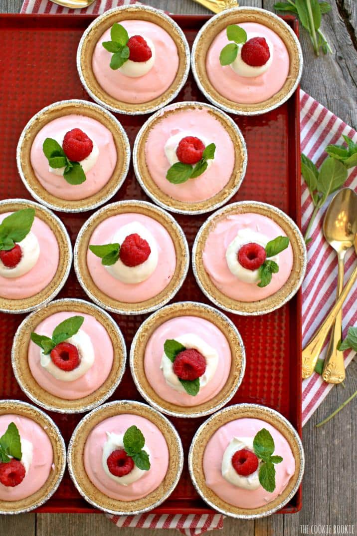 Raspberry Yogurt Tarts, an easy healthy sweet treat for Valentine's Day or the perfect baby shower recipe! | The Cookie Rookie