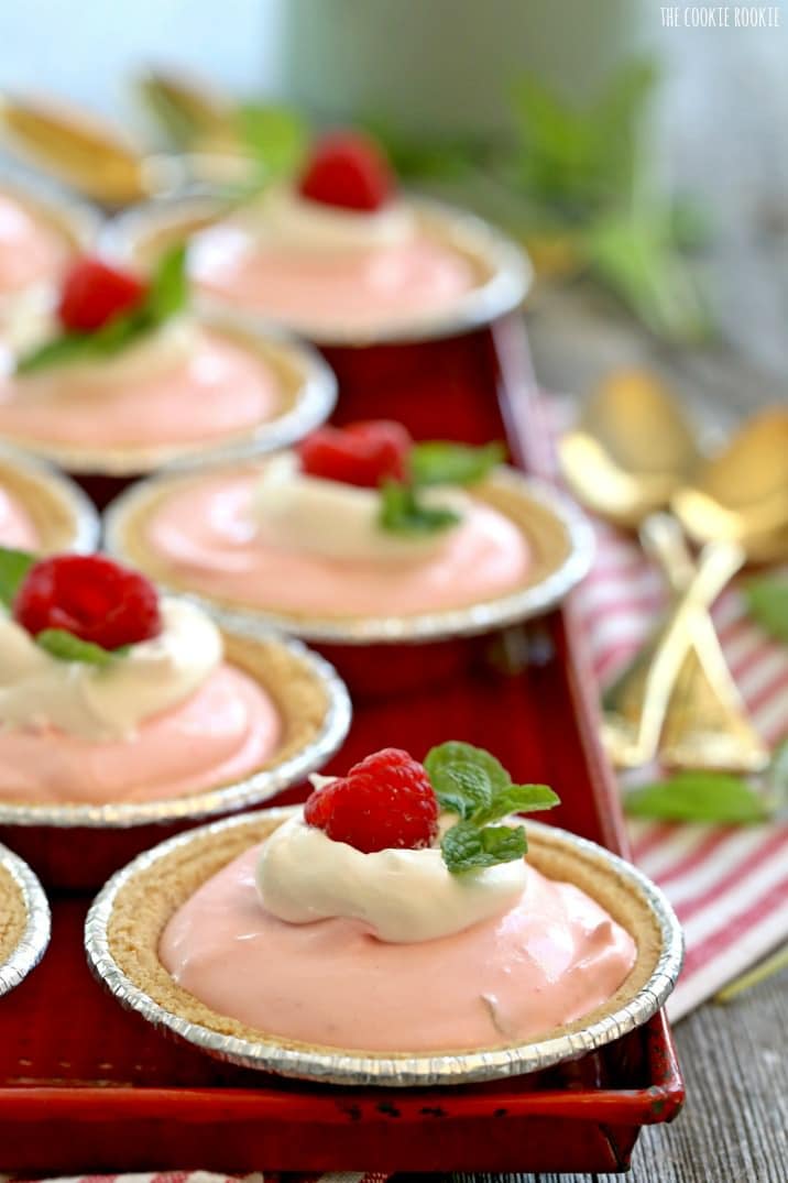 Raspberry Yogurt Tarts, an easy healthy sweet treat for Valentine's Day or the perfect baby shower recipe! | The Cookie Rookie