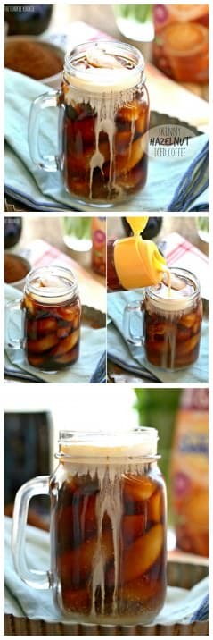 Skinny Hazelnut Iced Coffee, sugar free and fat free! Easy to make in large batches at home. DELICIOUS! | The Cookie Rookie