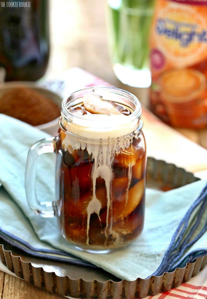 iced coffee in front of creamer