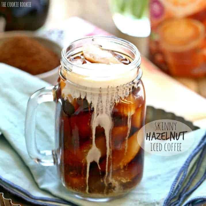 creamer flowing down a mug of iced coffee