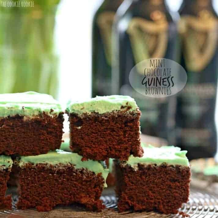 Mint Chocolate Guinness Brownies! Easy and fun green brownies made with quick mint icing and Guinness! Perfect for Saint Patrick's Day! Fun and festive | The Cookie Rookie