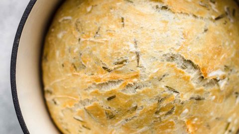 Rosemary bread. Baking bread in a Lodge 14-inch cast iron wok. 