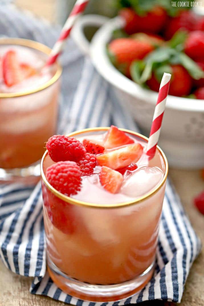 Sangria with red and white stripped straw